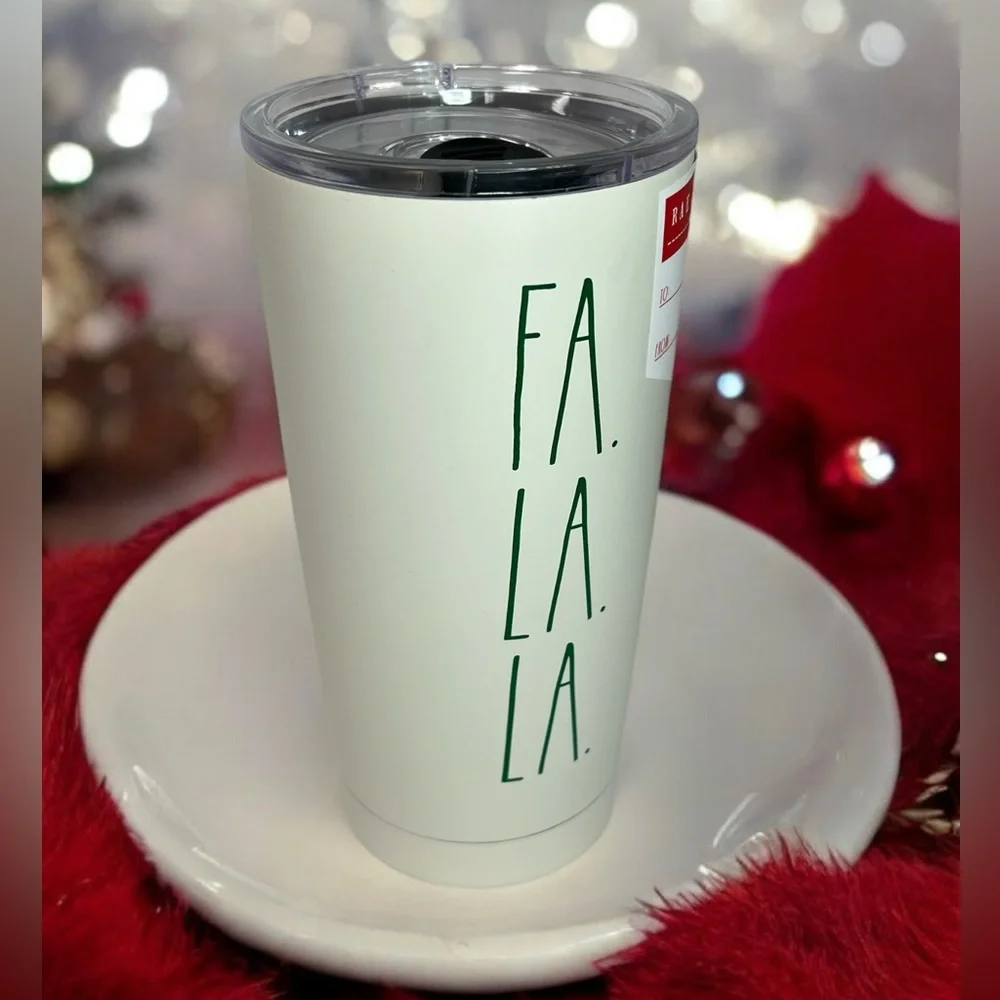 Rae Dunn Fa La La Ivory Tumbler w/Lid TS068 BPA-Free Stainless Steel 17oz/500 ml
